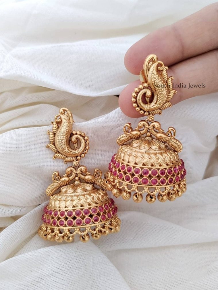 Dual Peacock Designer Kemp Jhumkas