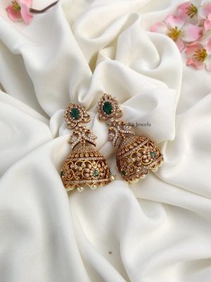 Dual Peacock Green Jhumkas