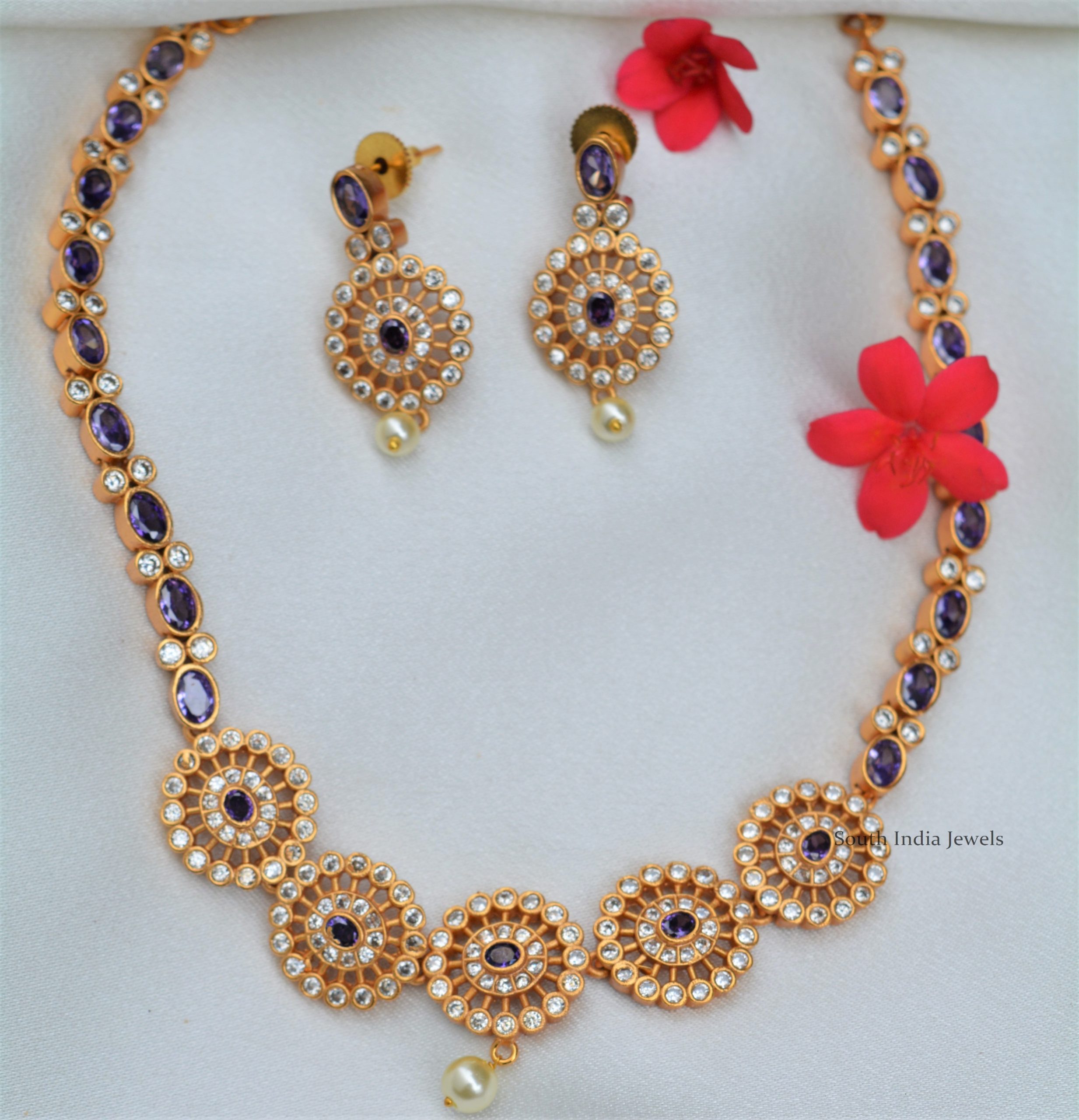 Exquisite Lavender Color Designer Necklace