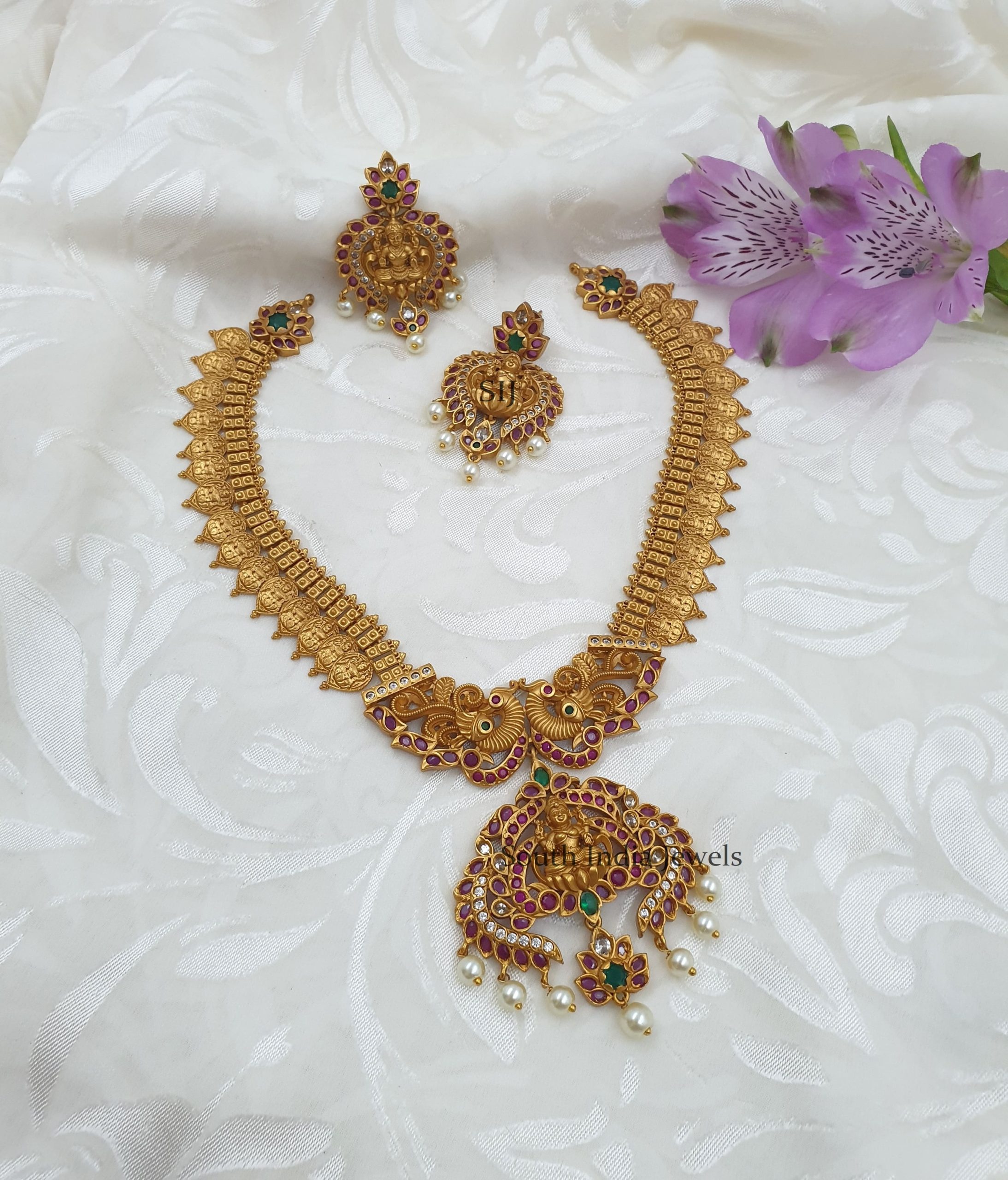 Exquisite Multi Color Lakshmi Coin Necklace (3)