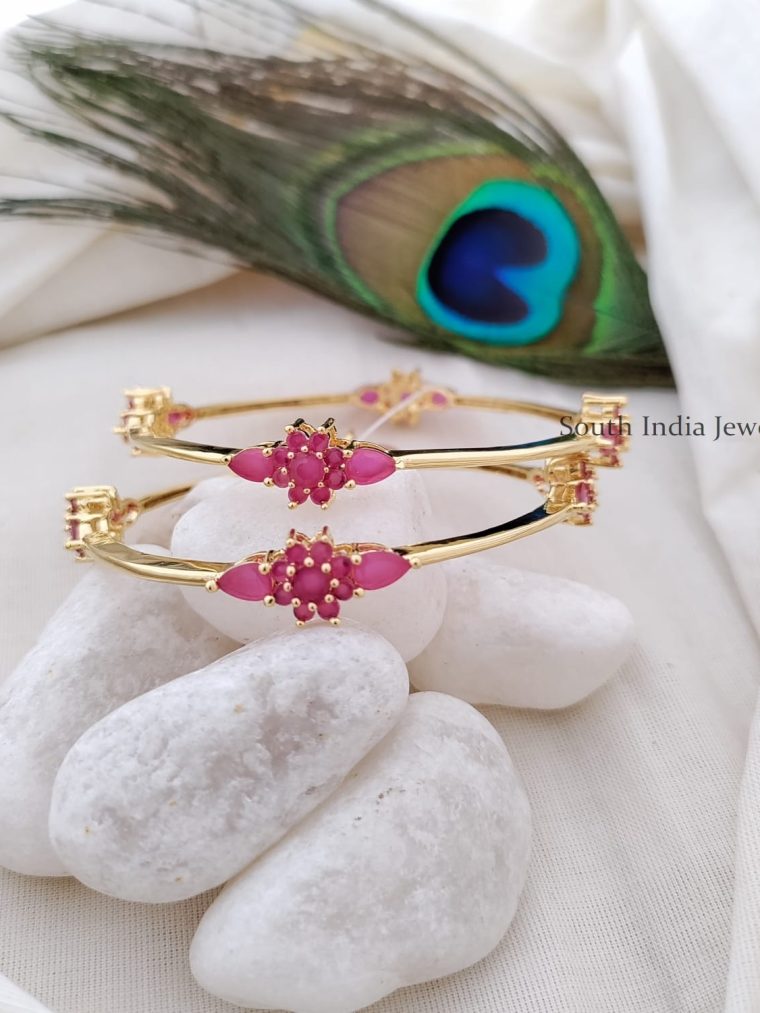 Fantastic Ruby Stone Floral Bangle