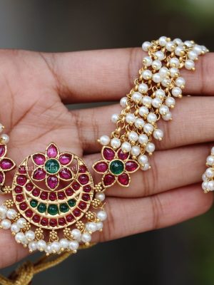 Floral Design Pearls Ruby Choker