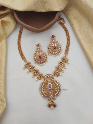 Gorgeous Peacock Design AD Necklace