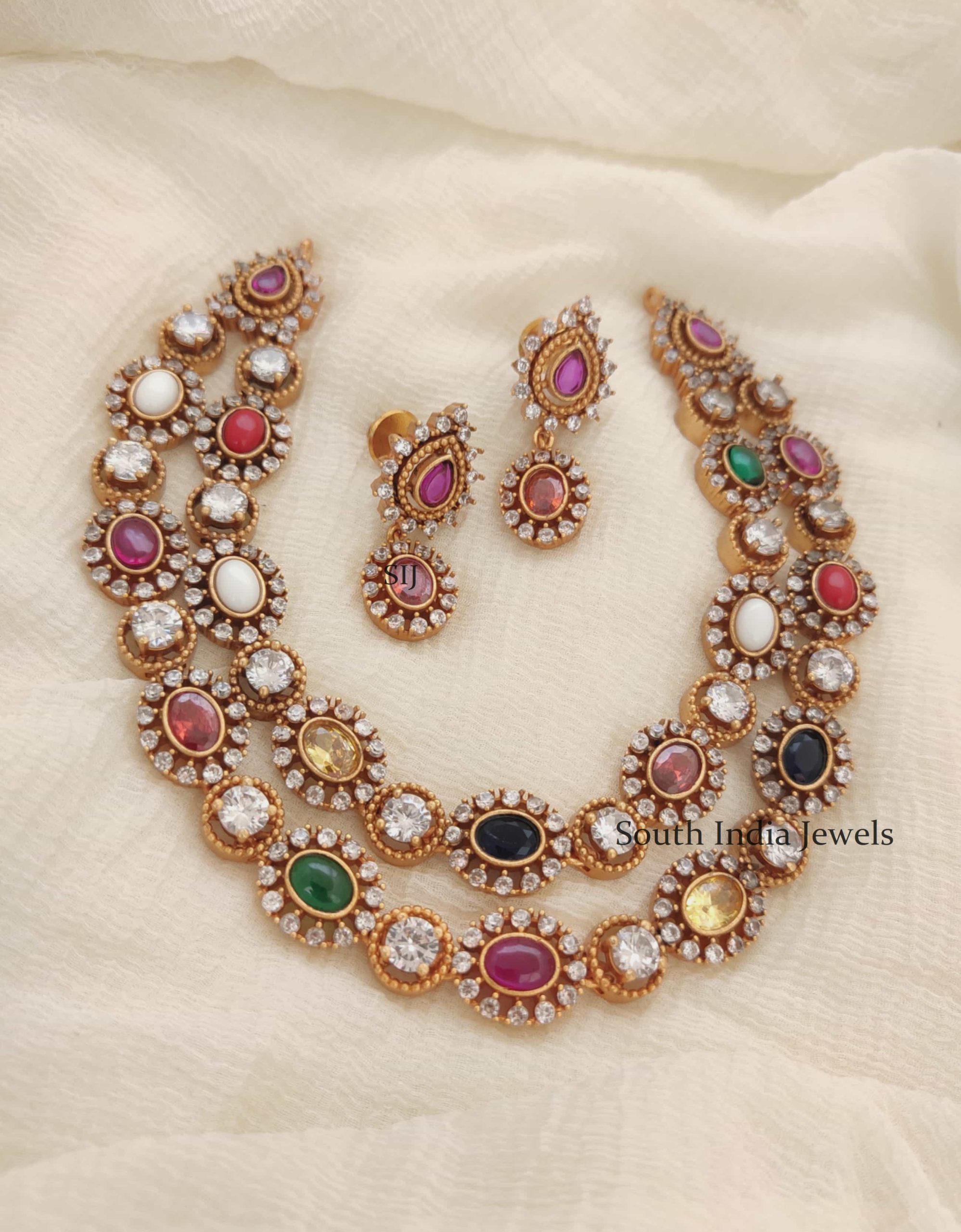 Gorgeous Two Layer Navarathna Necklace