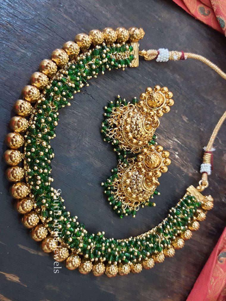 Green Beads Choker Set