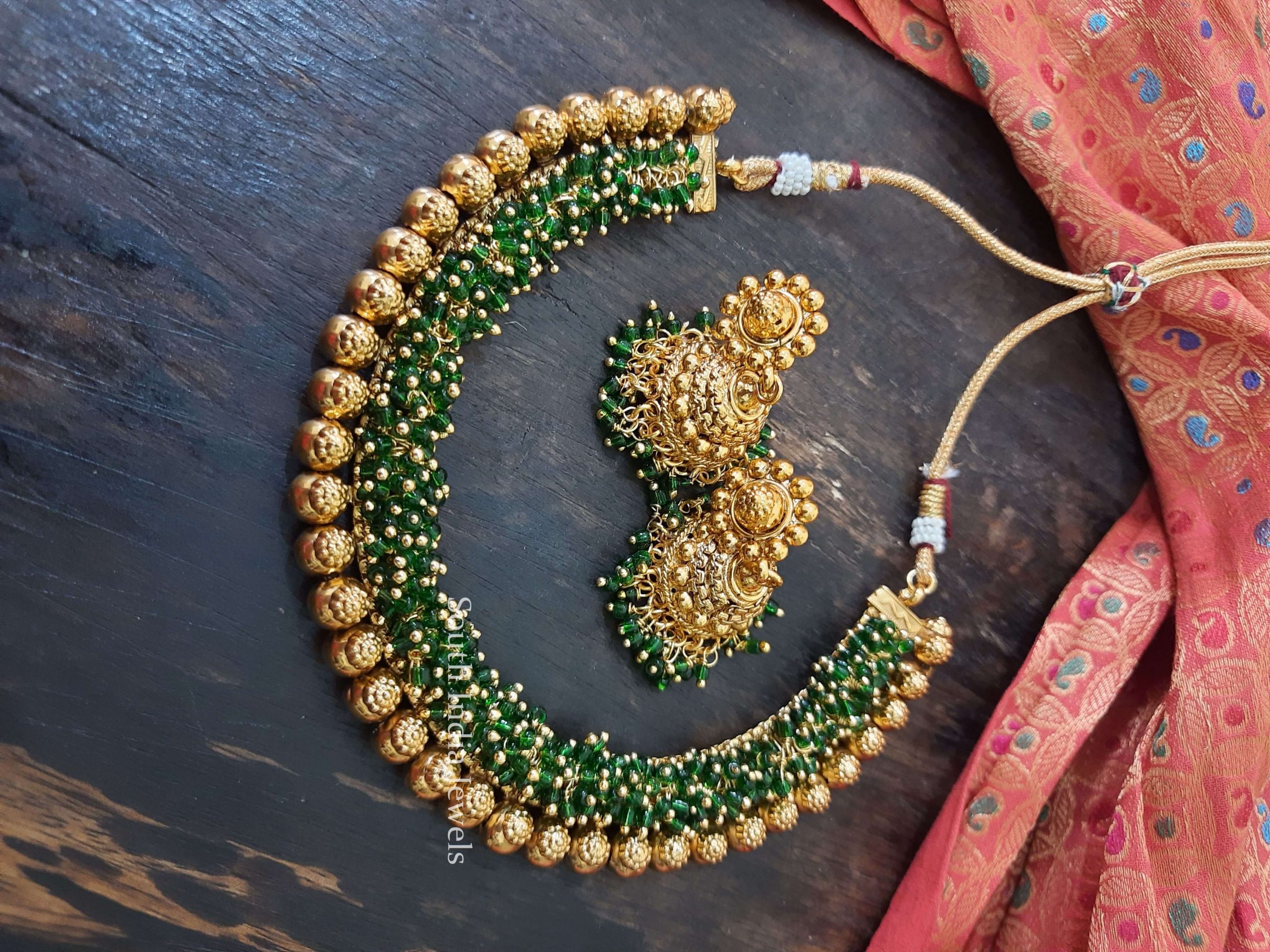 Green Beads Choker Set