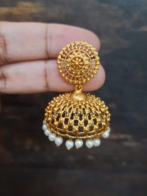 Matte Finish Cutwork Jhumkas (2)