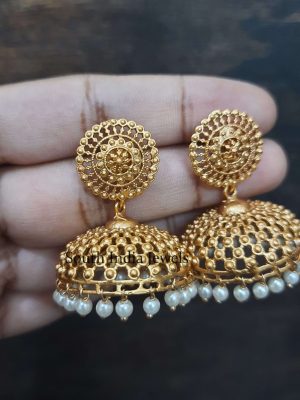 Matte Finish Cutwork Jhumkas (4)