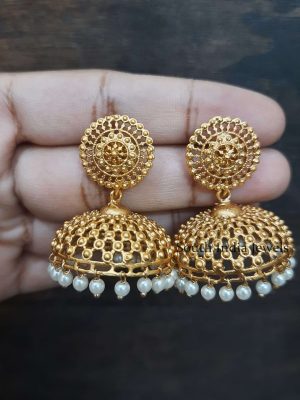 Matte Finish Cutwork Jhumkas