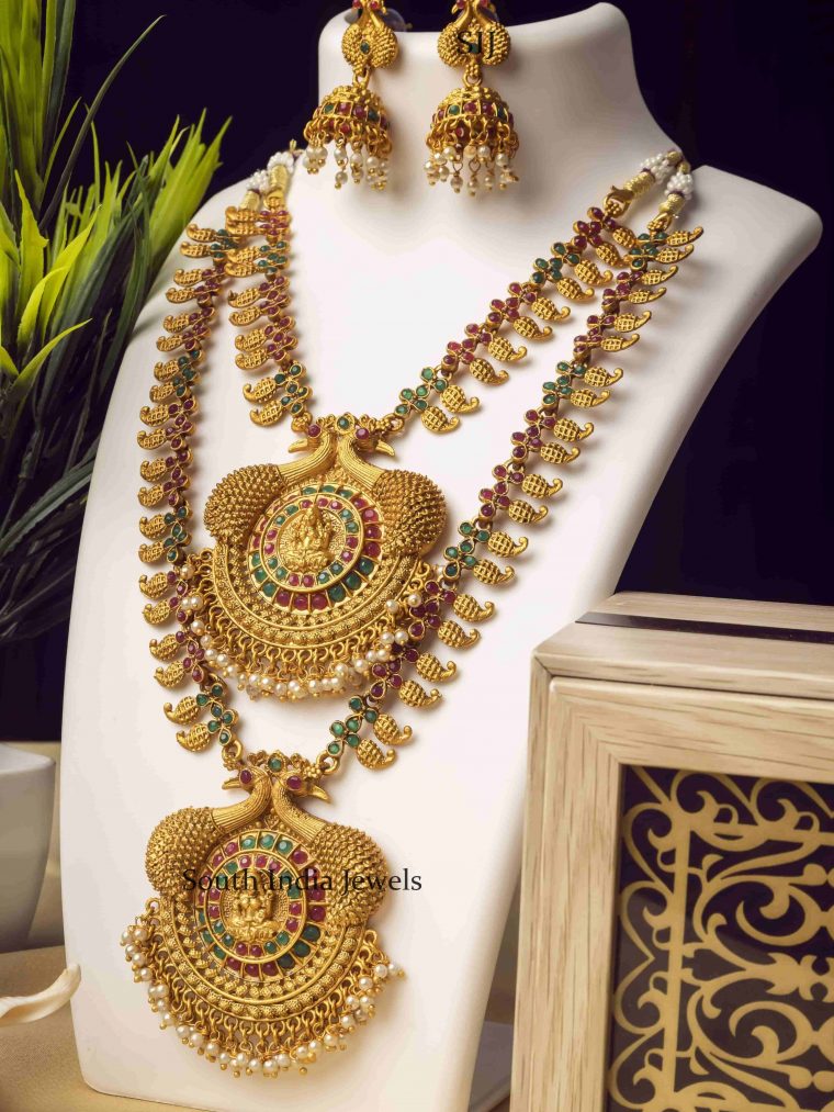 Grand Matte Finish AD Stone Bridal Combo - South India Jewels