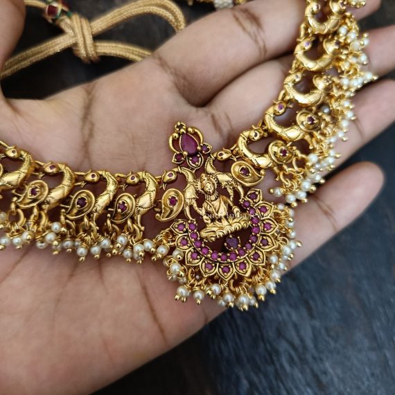 Peacock Lakshmi Design Pearls Necklace (2)