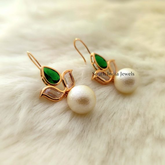 Pearl Drop Gold Plated Hoop Earrings (3)