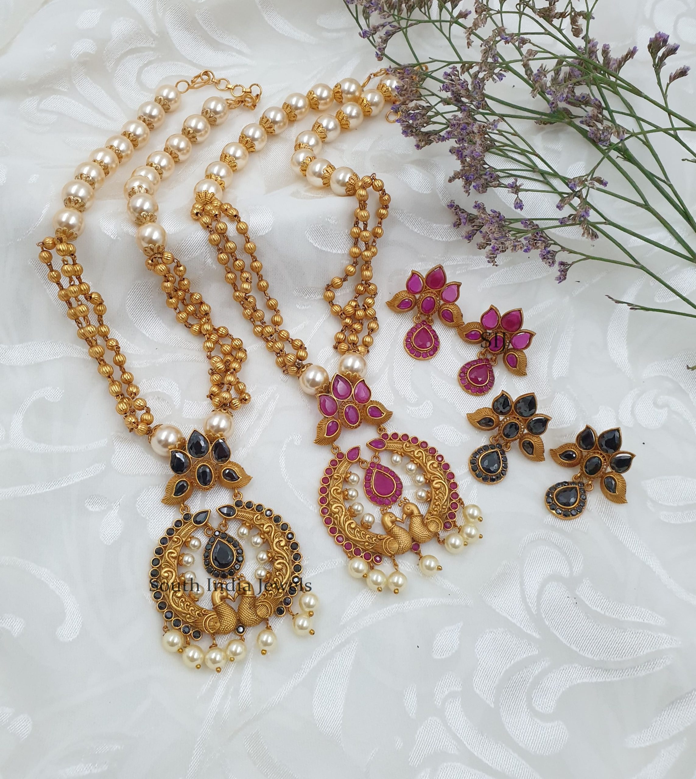 Rich Dual Peacock Beads Necklace (2)