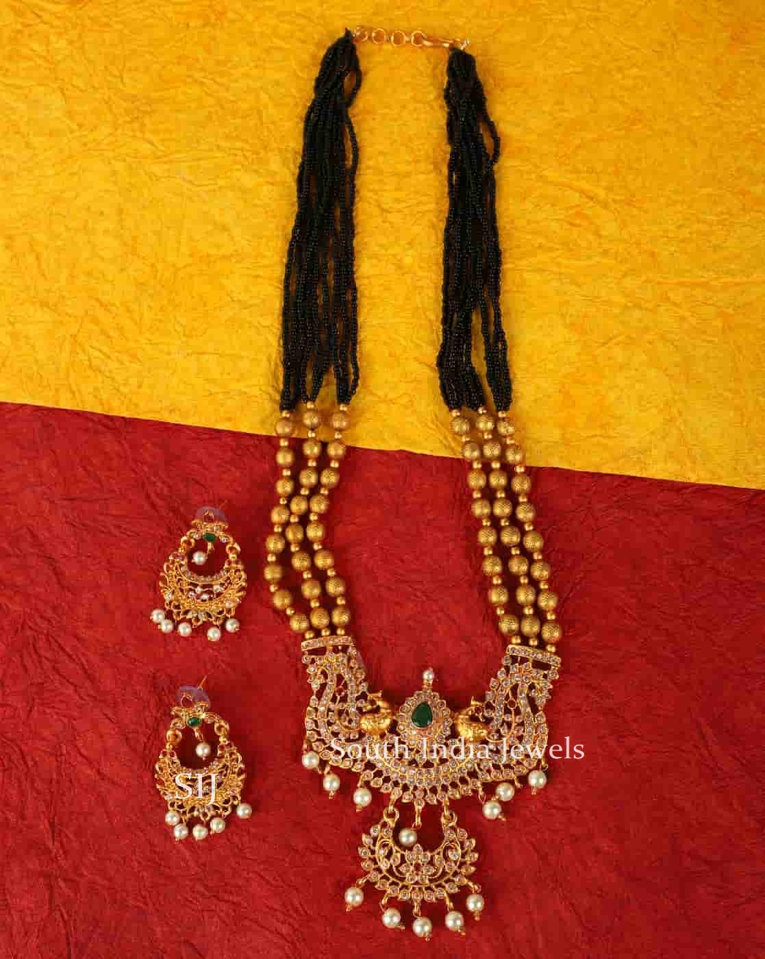 Royal Black Pearl Temple Style Necklace