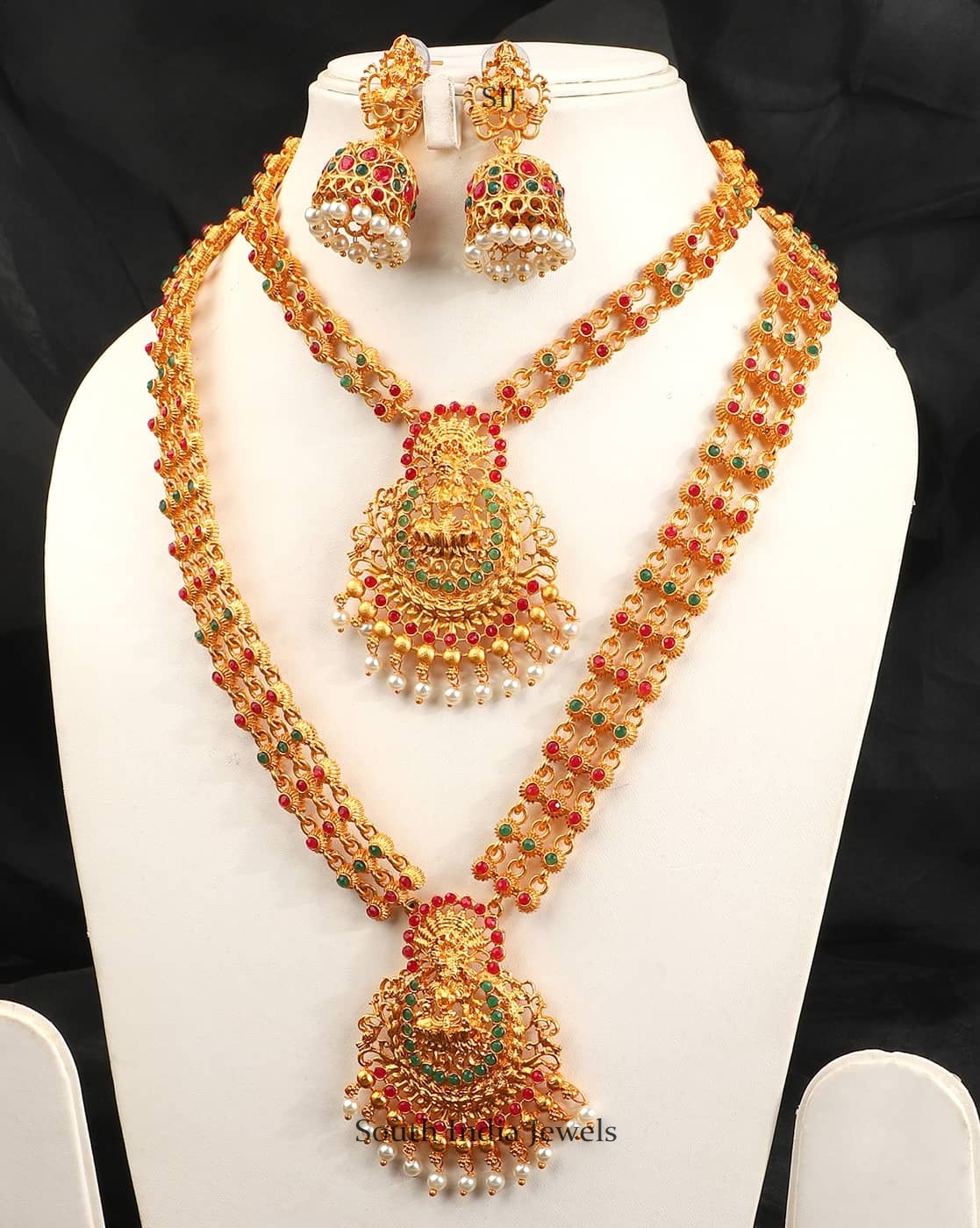 Double Line Temple Jewellery Set - South India Jewels