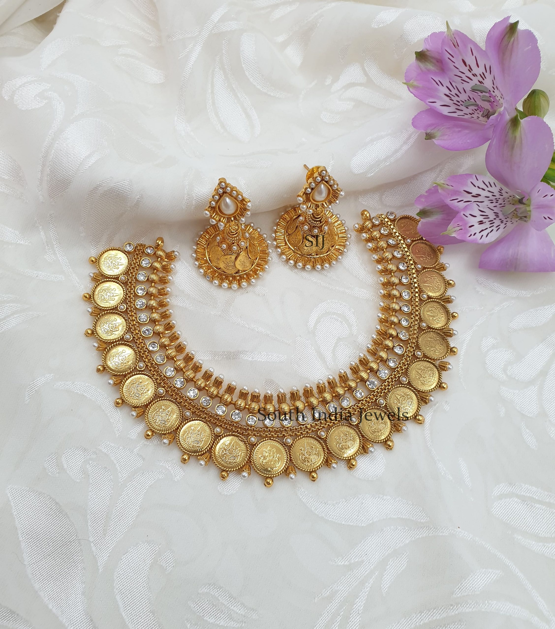 Stunning Lakshmi Coin Pearls Necklace
