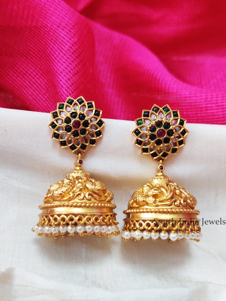 Gold Plated Multi Stone Jhumkas