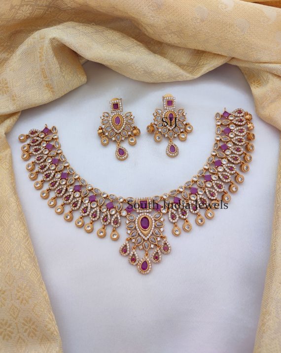 Traditional Floral Design Ruby Necklace
