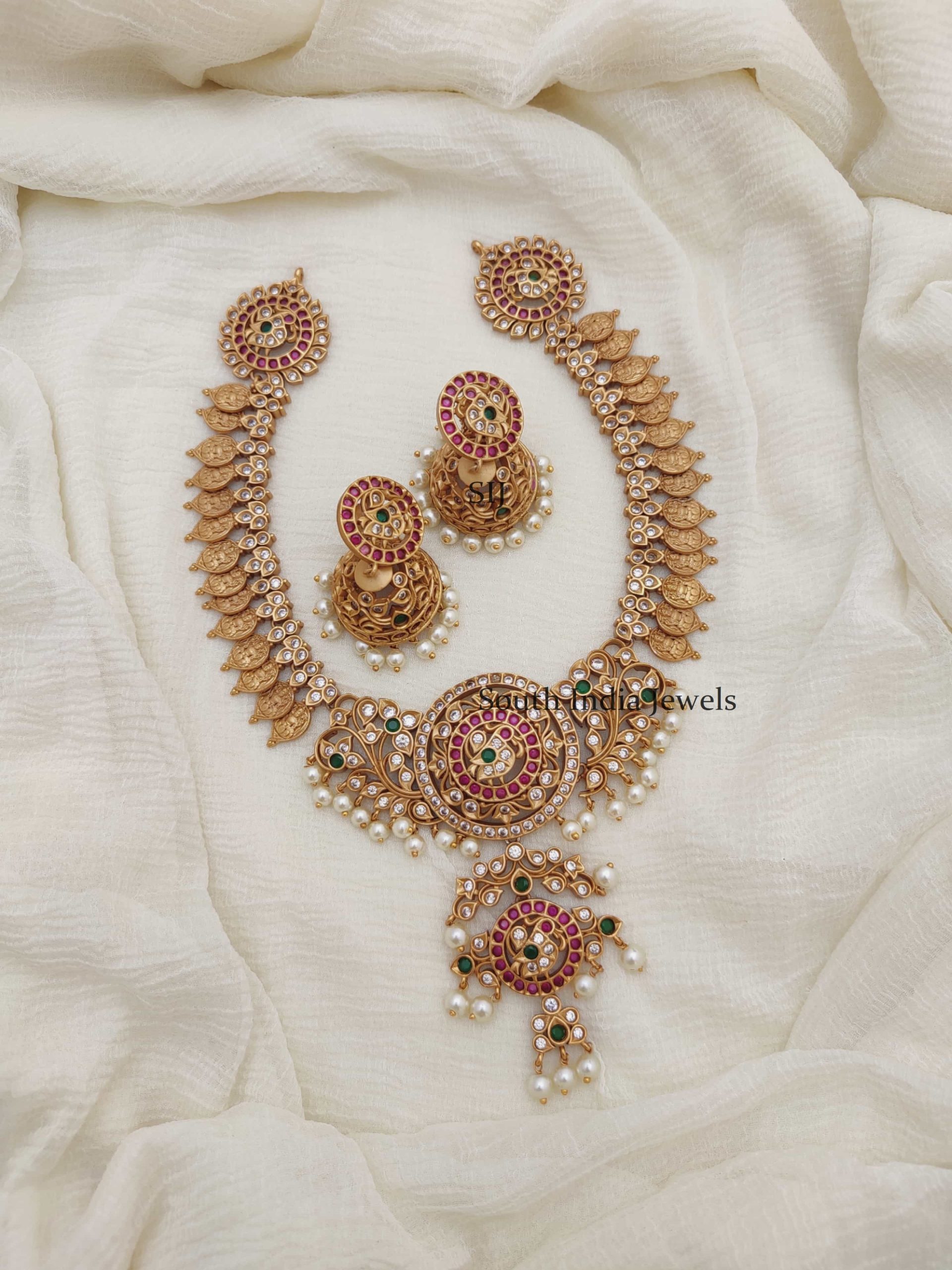 Traditional Lakshmi Peacock AD Necklace