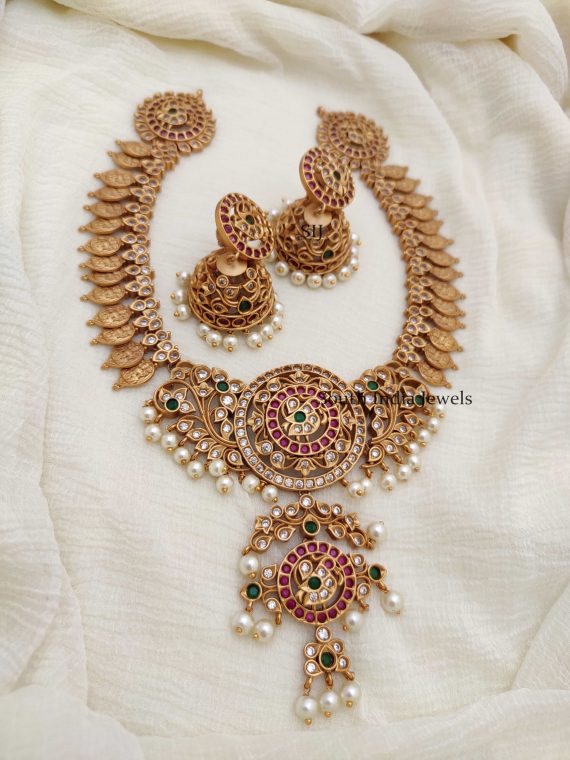 Traditional Lakshmi Peacock AD Necklace