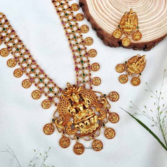 Traditional Light Weight Lakshmi Coin Necklace - South India Jewels