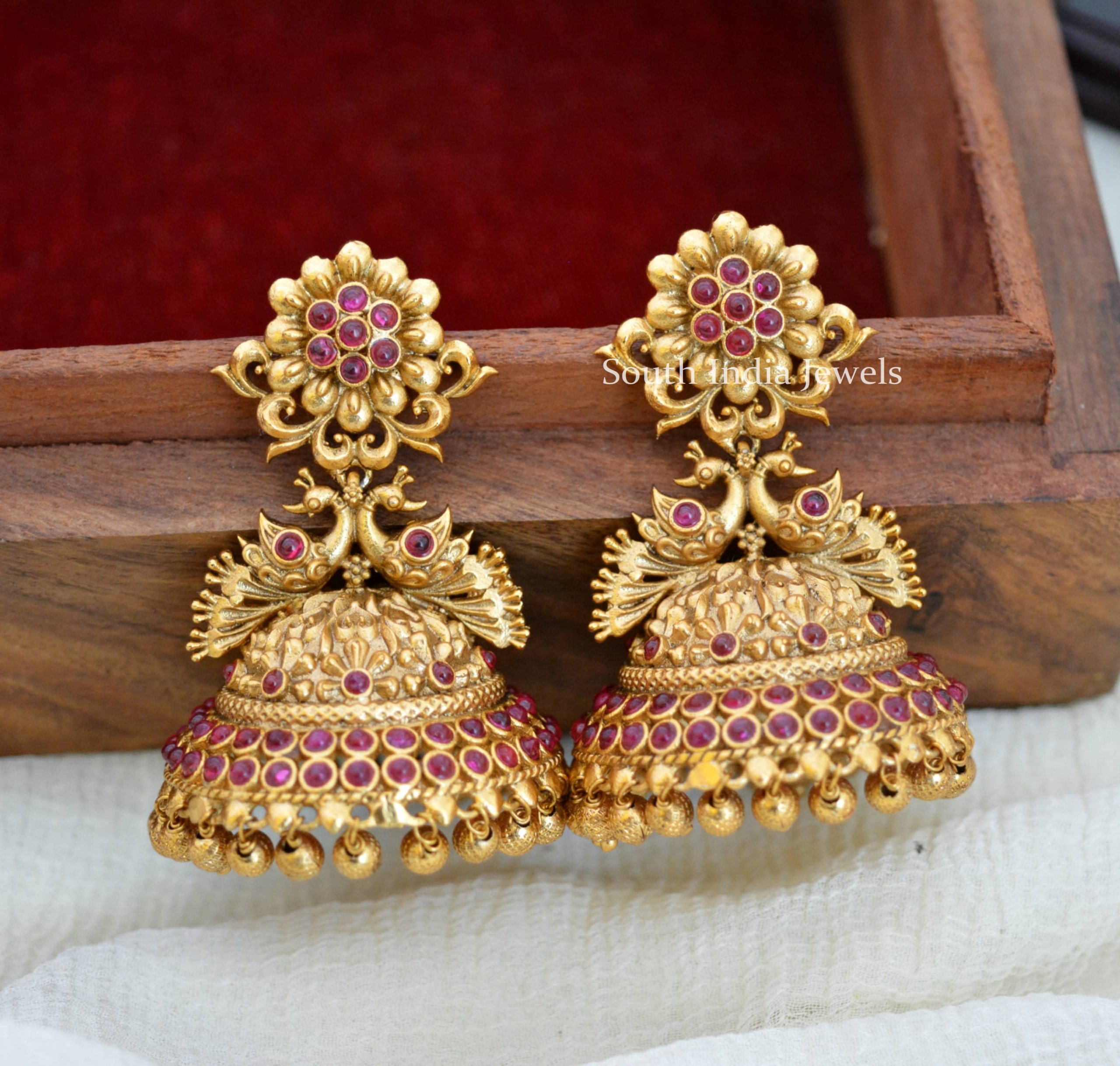 Unique Bridal Peacock Jhumkas - South India Jewels