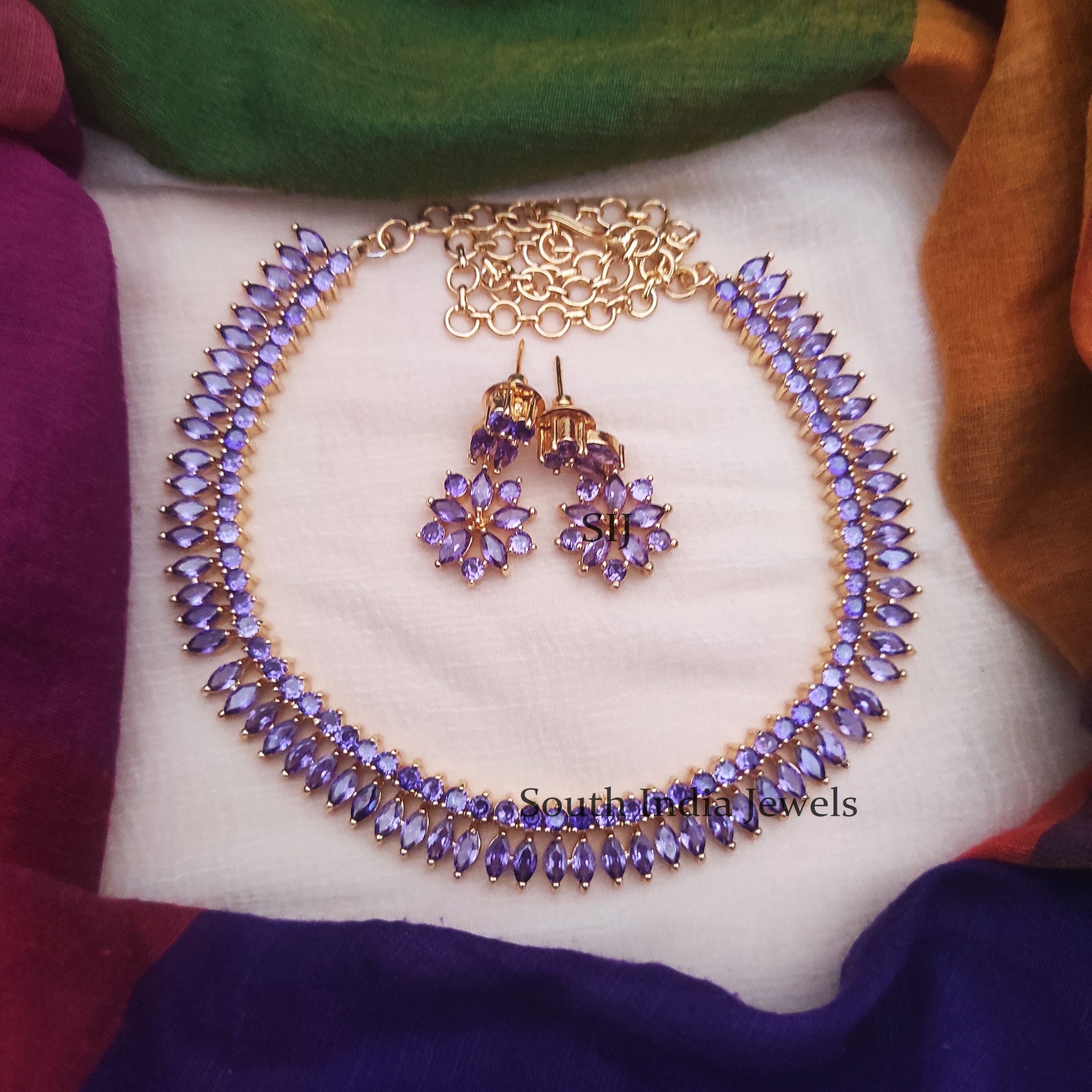 Unique Purple Stones Necklace (2)
