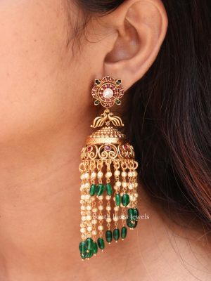 Amazing Green Chandelier Jhumkas (2)