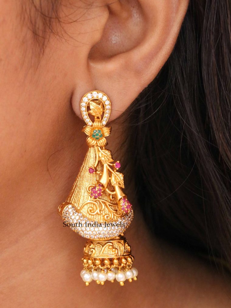 Antique AD Stones Design Jhumkas