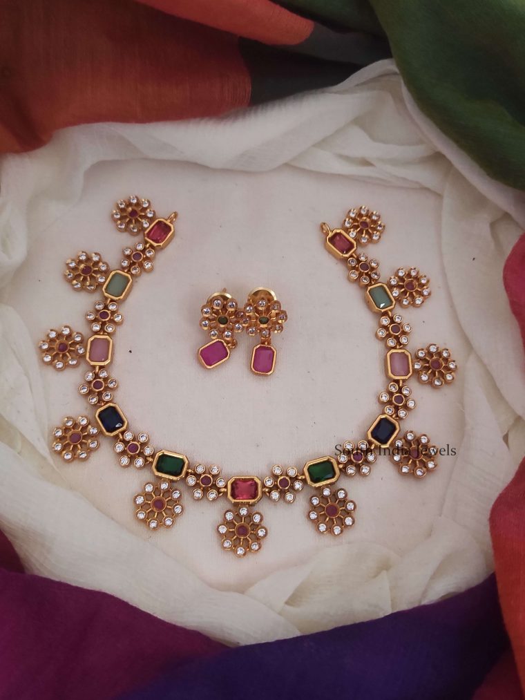 Attractive Navarathna Flower Necklace