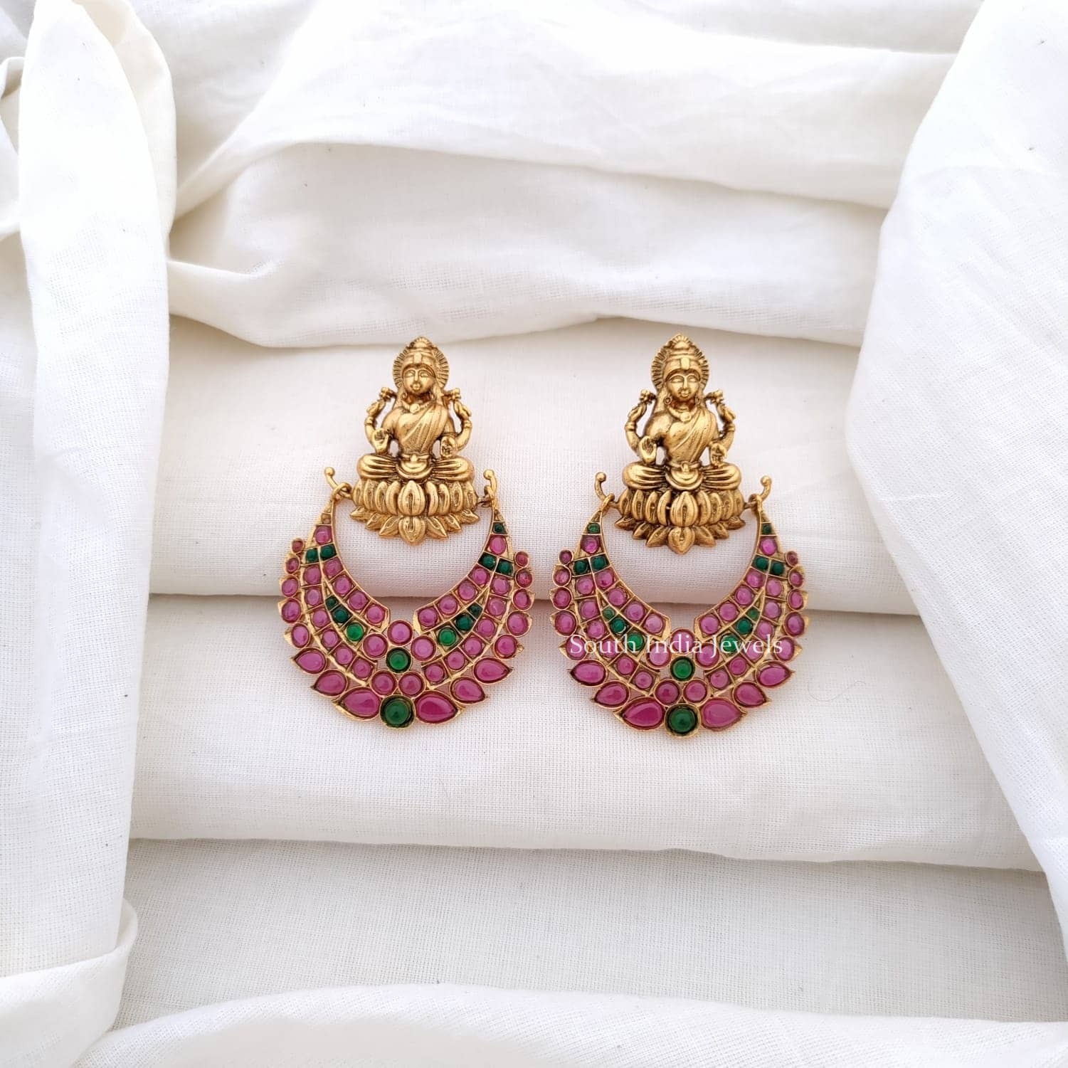 Beautiful Kemp Stones Lakshmi Earrings