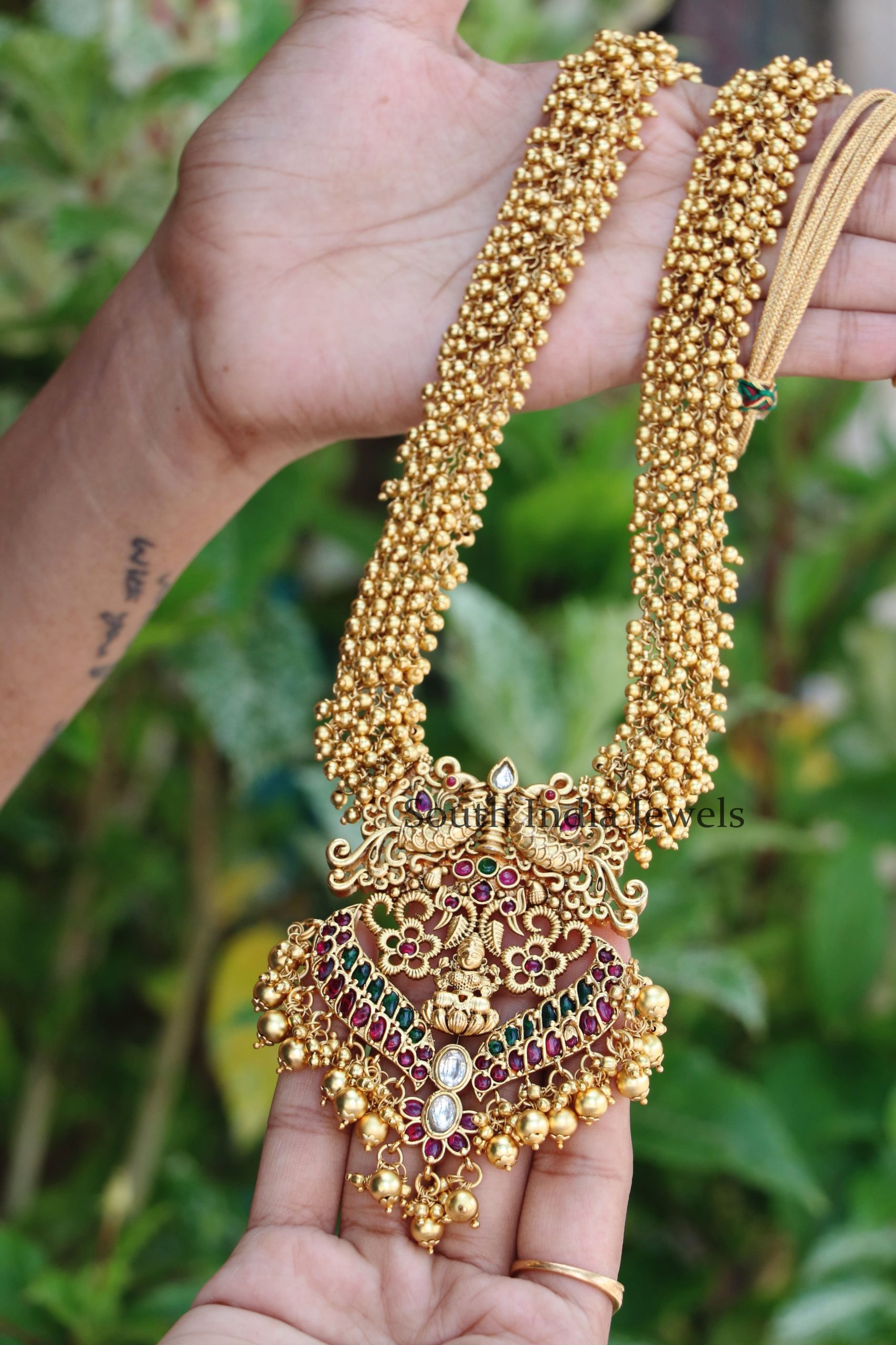 Beautiful Lakshmi Gold Beads Haram (2)