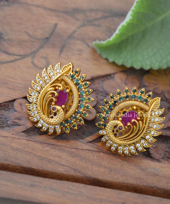Beautiful Peacock AD Earrings (2)