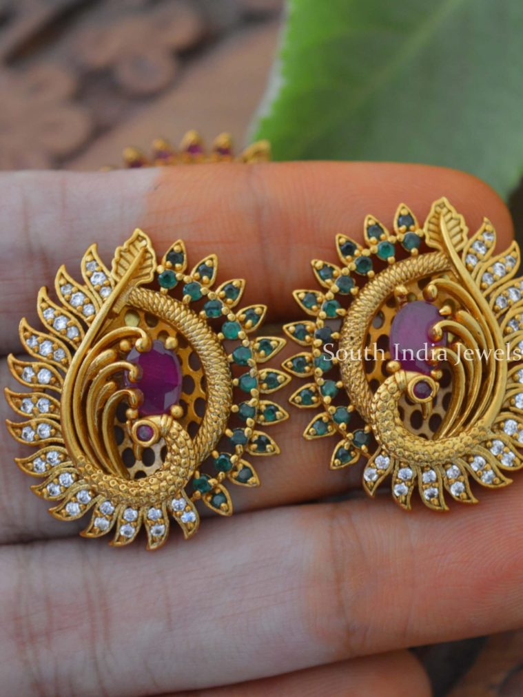 Beautiful Peacock AD Earrings