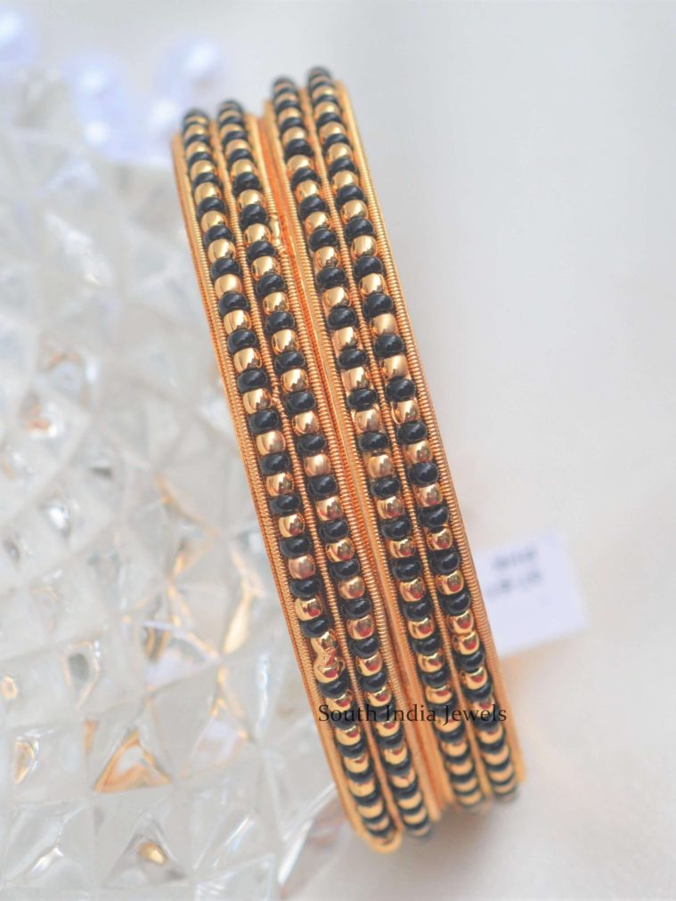 Classic Black Beads Bangle Set