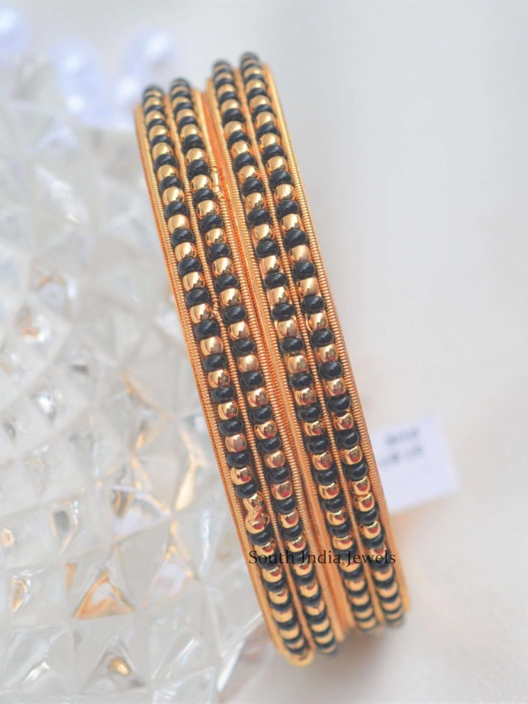 Classic Black Beads Bangle Set