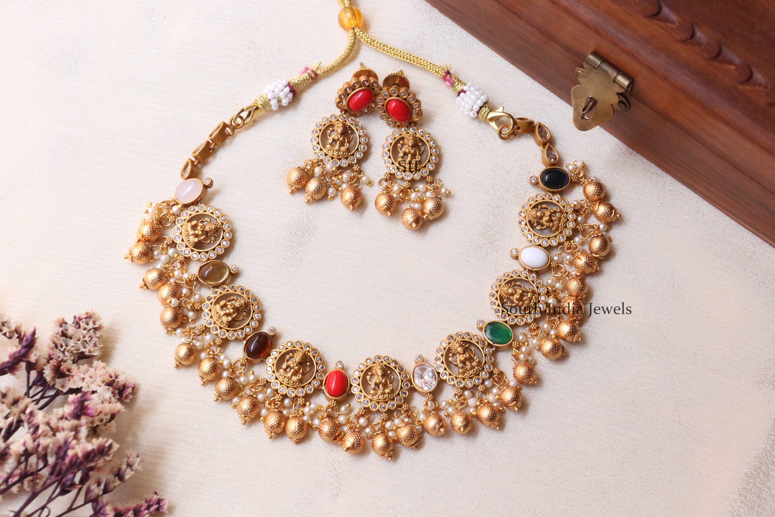Classic Navaratna Lakshmi Design Necklace