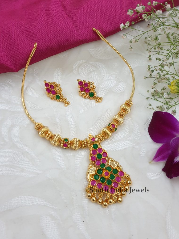 Cute Ruby Emerald Necklace