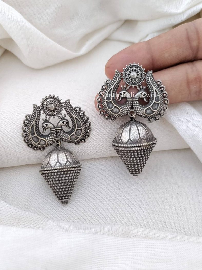 Dual Peacock German Silver Earrings