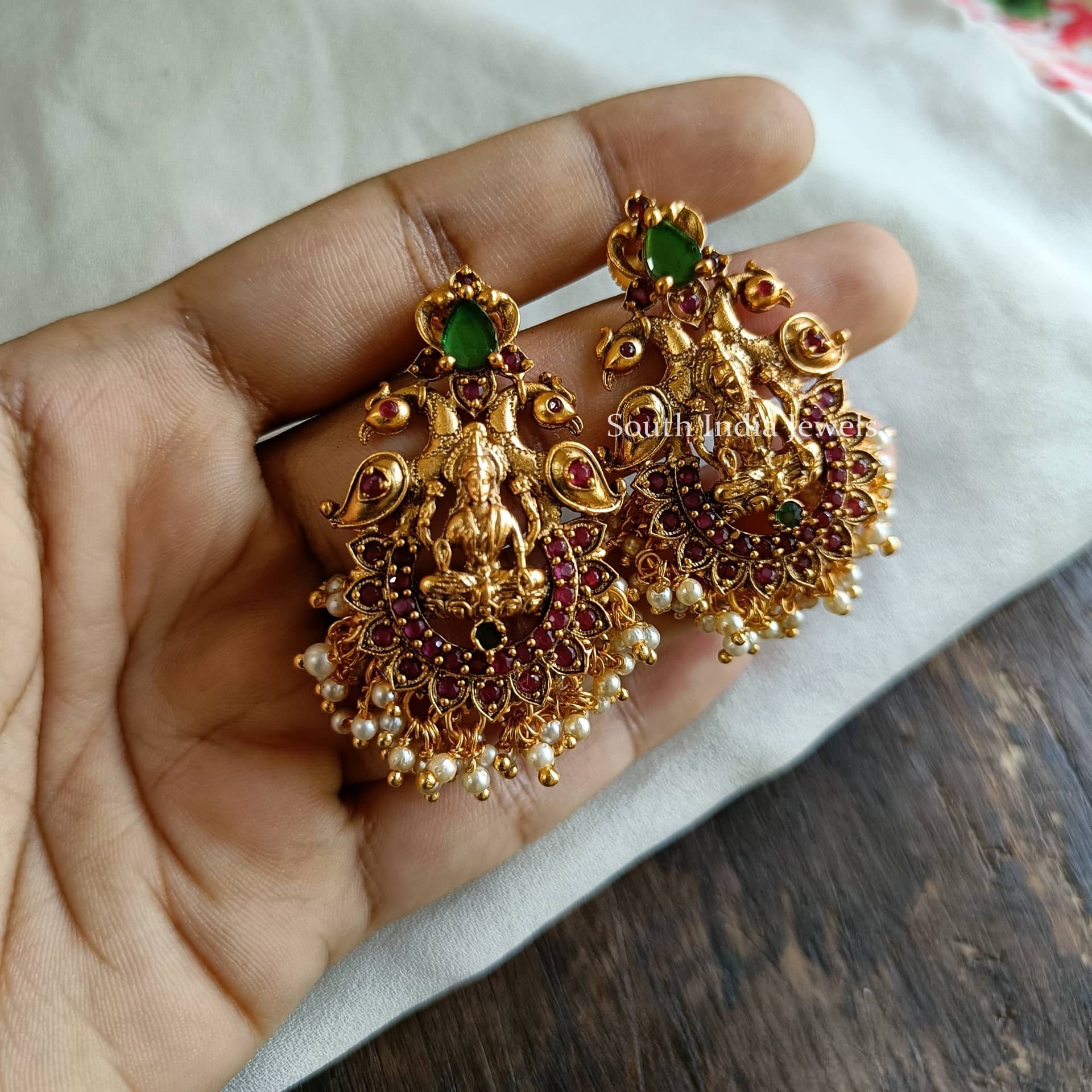 Dual Peacock & Lakshmi Design Earrings (3)