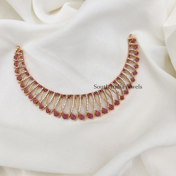 Elegant Ruby White Stones Necklace