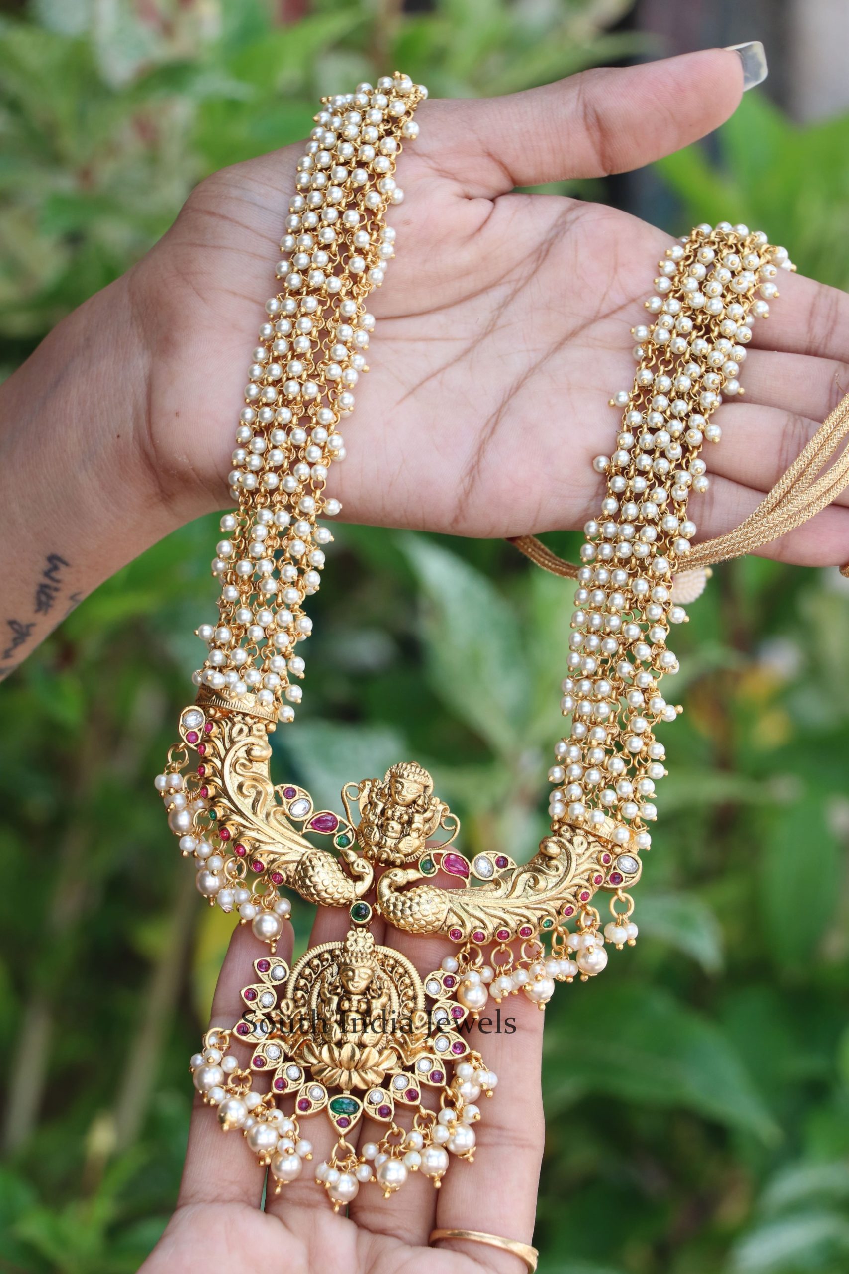 Exquisite Gold Finish Lakshmi Haram