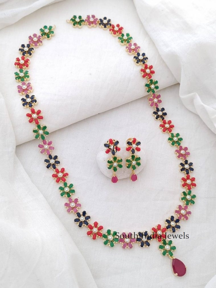 Fabulous Floral Design Multi Color Stones Haram