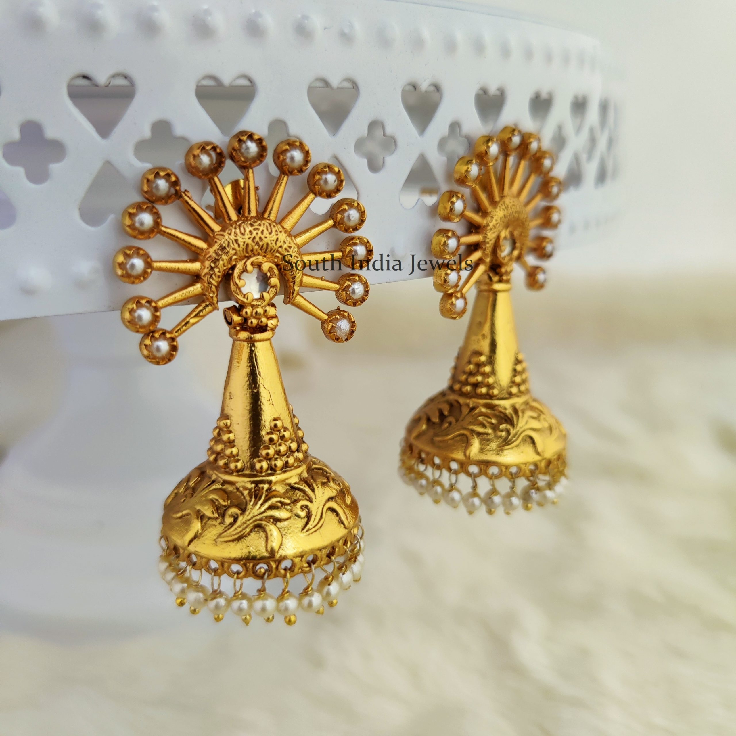 Gorgeous Gold Plated Engraved Jhumka