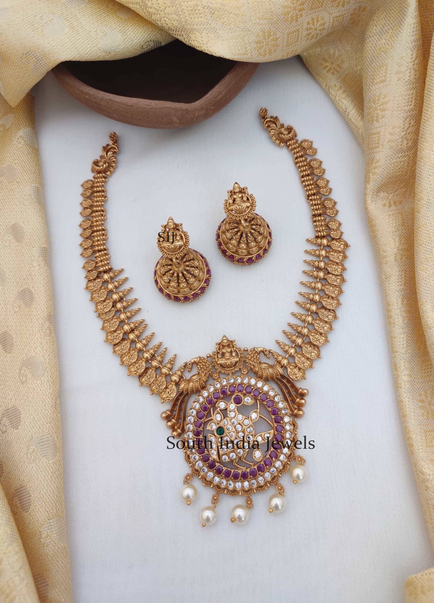 Gorgeous Lakshmi Peacock AD Stones Necklace
