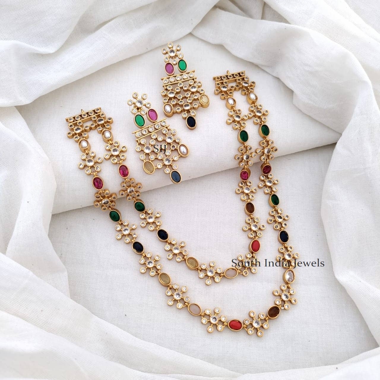 Gorgeous Navarathna Two Layered Necklace