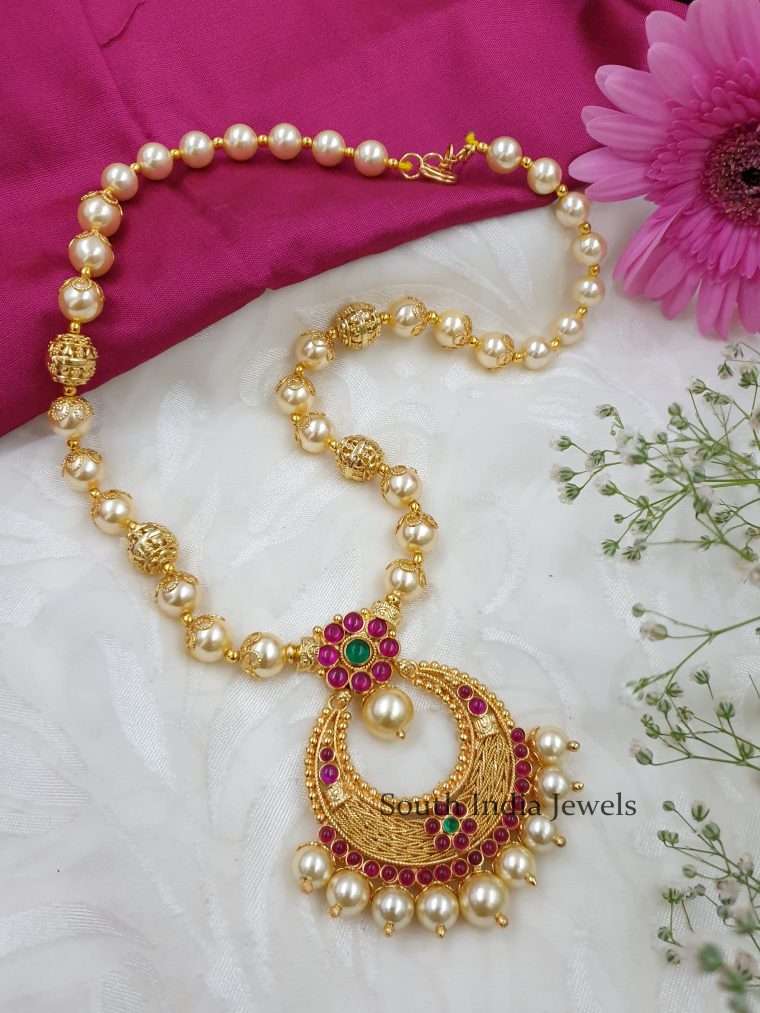 Gorgeous Ruby Pearls Beads Necklace