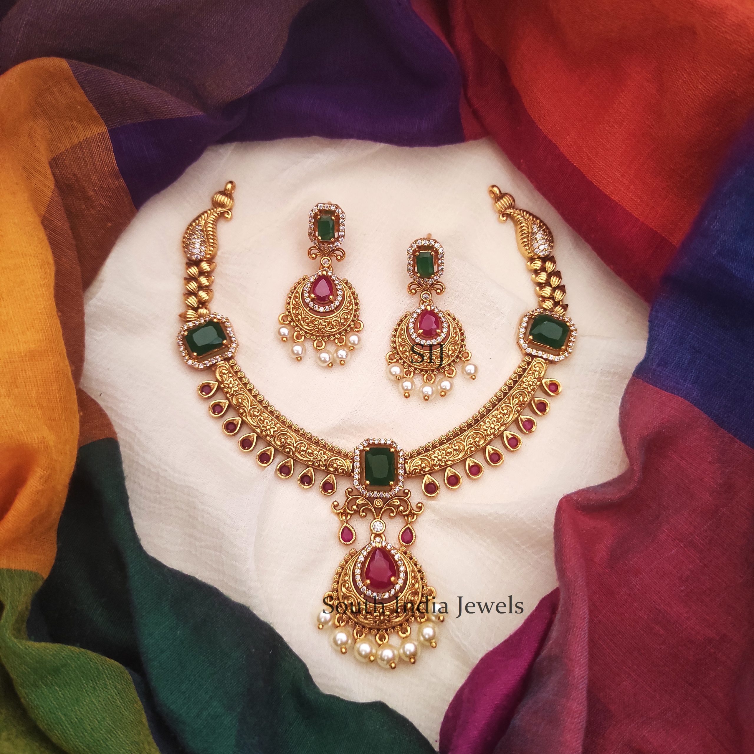 Pendant Design Jewellery Set - South India Jewels