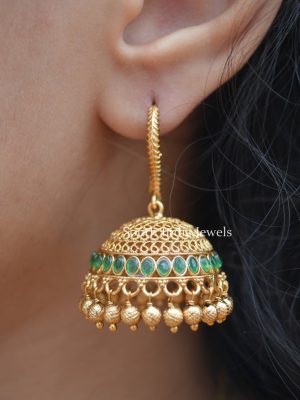 Kemp Stones hanging Jhumkas