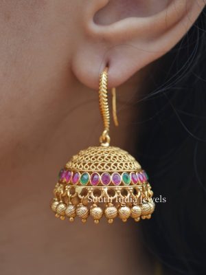 Kemp Stones hanging Jhumkas